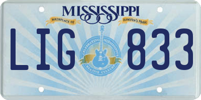 MS license plate LIG833