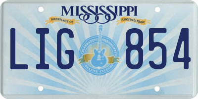 MS license plate LIG854