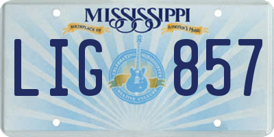 MS license plate LIG857