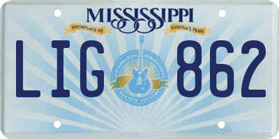 MS license plate LIG862
