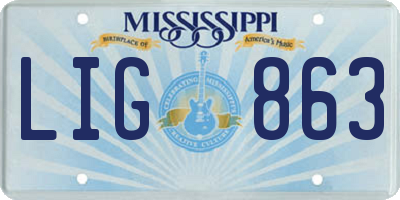 MS license plate LIG863