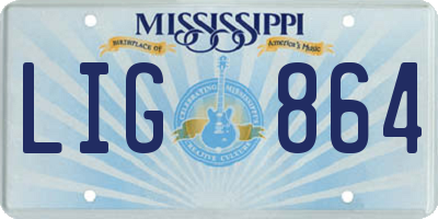 MS license plate LIG864