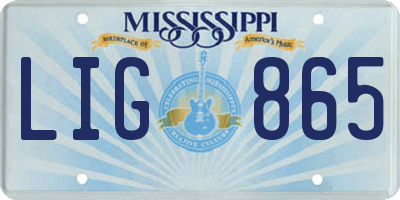MS license plate LIG865