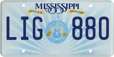 MS license plate LIG880