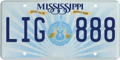 MS license plate LIG888