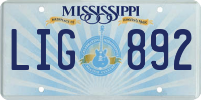 MS license plate LIG892