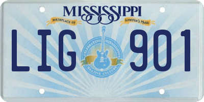 MS license plate LIG901