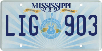 MS license plate LIG903