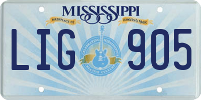 MS license plate LIG905