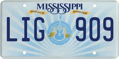 MS license plate LIG909