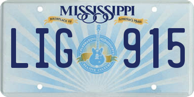 MS license plate LIG915