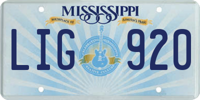 MS license plate LIG920