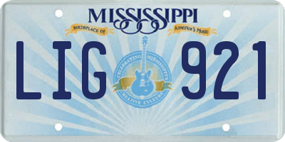 MS license plate LIG921