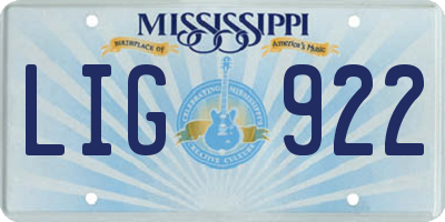 MS license plate LIG922
