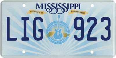 MS license plate LIG923