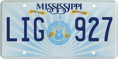 MS license plate LIG927