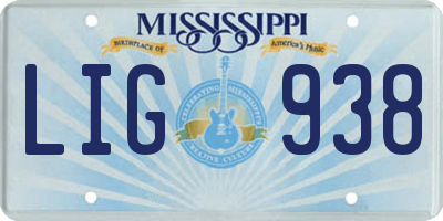 MS license plate LIG938