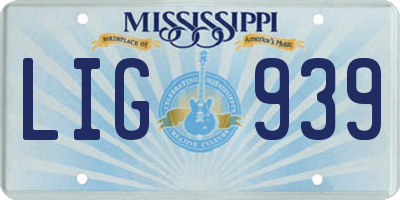 MS license plate LIG939