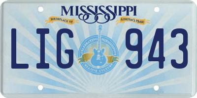 MS license plate LIG943