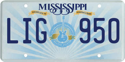 MS license plate LIG950
