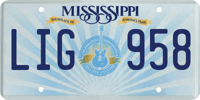 MS license plate LIG958