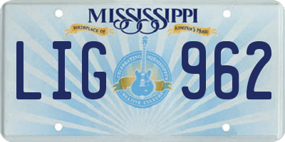 MS license plate LIG962