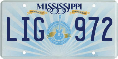 MS license plate LIG972