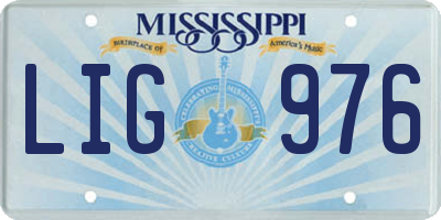 MS license plate LIG976
