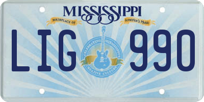 MS license plate LIG990