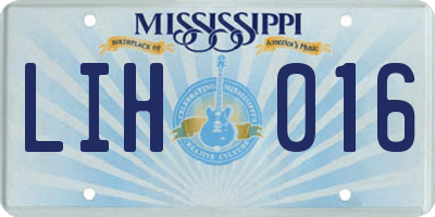 MS license plate LIH016