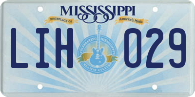 MS license plate LIH029