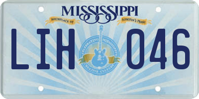 MS license plate LIH046