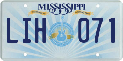 MS license plate LIH071