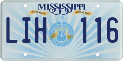 MS license plate LIH116