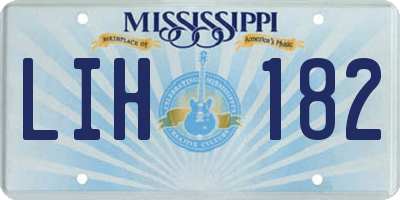 MS license plate LIH182