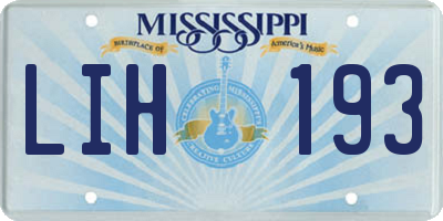 MS license plate LIH193