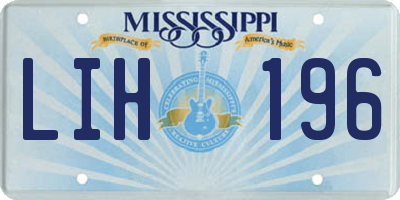 MS license plate LIH196