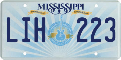 MS license plate LIH223