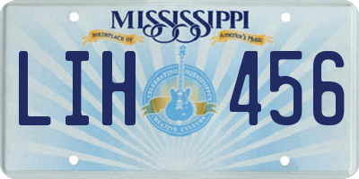 MS license plate LIH456