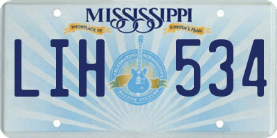 MS license plate LIH534