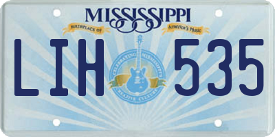 MS license plate LIH535