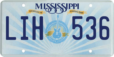 MS license plate LIH536