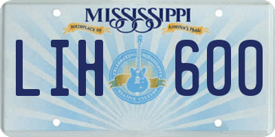 MS license plate LIH600