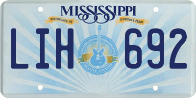 MS license plate LIH692
