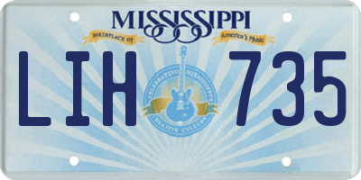 MS license plate LIH735