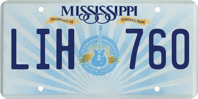 MS license plate LIH760