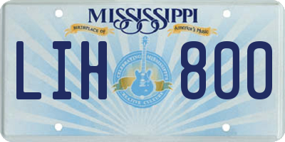 MS license plate LIH800