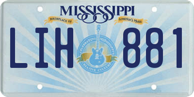 MS license plate LIH881
