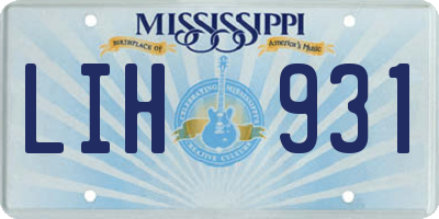 MS license plate LIH931