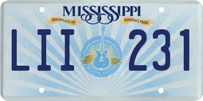 MS license plate LII231